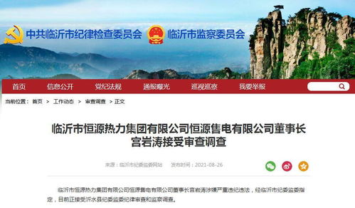 临沂市恒源热力集团恒源售电董事长宫岩涛接受审查调查